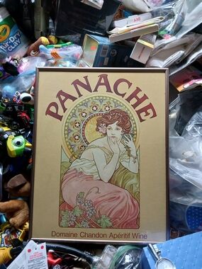 Domaine Chandon Panache Art Nouveau-style Print framed/signed Ruby77 18.5"x14"
